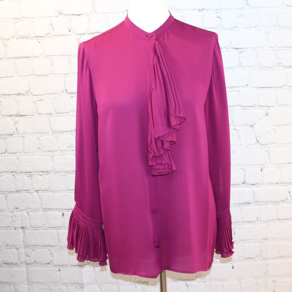 Gucci silk ruffle button down shirt